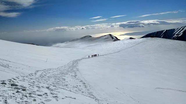 Skitour Olymp aufstieg am Plateau der Musen